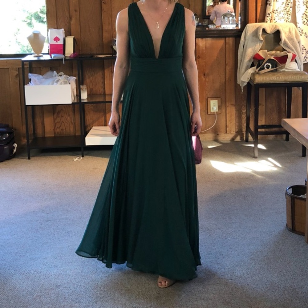 Hunter Green Chiffon Bridesmaid Dress